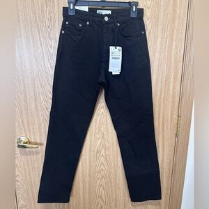 New ZARA 90’s Black High Waist Slim Cropped Jeans Women's 2